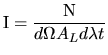 $\displaystyle \Bbb{I} = \frac{\Bbb{N}}{d\Omega A_L d\lambda t}$