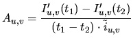 $\displaystyle A_{u,v} = \frac{I^\prime_{u,v}(t_1)-I^\prime_{u,v}(t_2)}{(t_1-t_2)\cdot \tilde{i}_{u,v}}$
