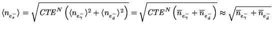 $\displaystyle \langle n_{e^{-}_{s}} \rangle = \sqrt{\mathit{CTE}^{N} \left( \la...
...}\right)} \approx \sqrt{\overline{n}_{e^{-}_{\gamma}}+\overline{n}_{e^{-}_{d}}}$